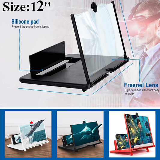 12/10 3D palcový displej zosilňovače mobilný telefón Lupa Video Lupa pre Smartphone Zväčšenie obrazovky Stand držiak