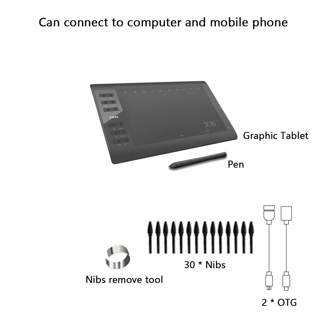 Prenosné digitálne pripojenie tabletu s digitálnym tabletom mobilného telefónu na kreslenie s tlakovým interaktívnym grafickým tablom